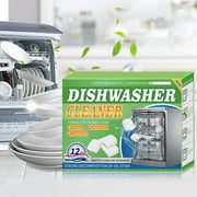 Dishwasher Cleaner Tablets | 12-Pack Effervescent Detergent Tabs | Heavy Grease \u0026 Stain Remover | Deep Cleaning for All Dishwashers | Easy to Use | Regular Maintenance Solution